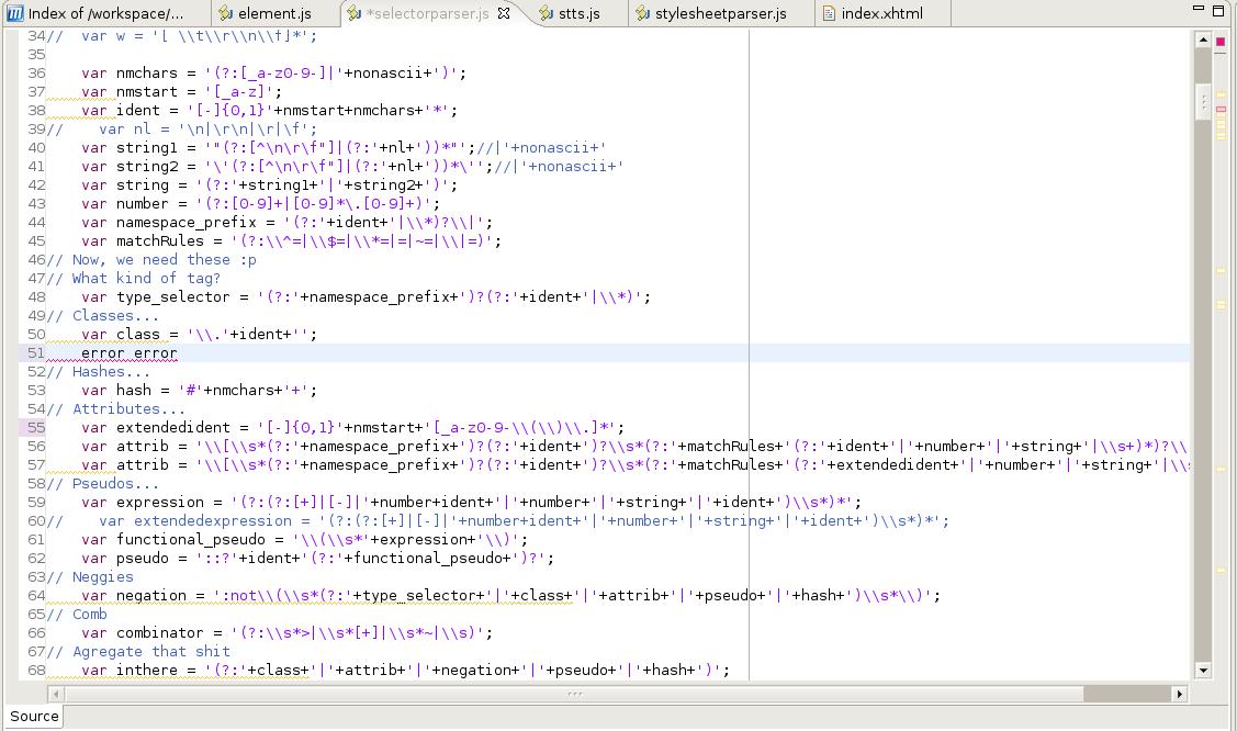 capture d'écran de l'édition de code javascript